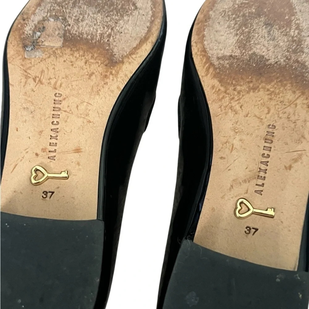 AlexaChung Black Patent Pointed Toe Mary Jane Heeled Flats EU 37